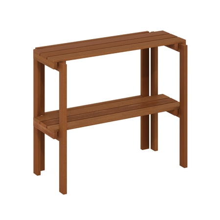 Furinno Tioman Outdoor Toolless Multipurpose Display Shelf, Plant Stand, 2-Tier, Natural