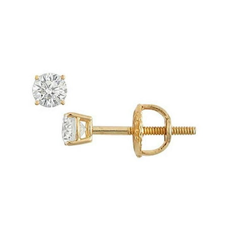 Fine Jewelry Vault UBER14YG4RD010DSI 14K Yellow Gold- Round Diamond Stud Earrings - 0. 10 CT. TW.