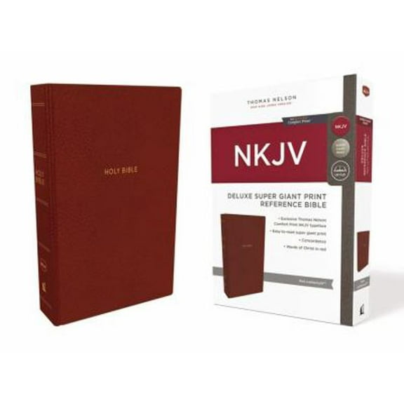 Pre-Owned NKJV, Deluxe Reference Bible, Super Giant Print, Imitation Leather, Red, Red Letter Edition, Comfort Print (Paperback) 0785218041 9780785218043