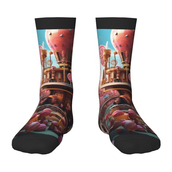 Naloa fairy-tale-world-with-delicious-candy Kids Socks Unisex Kids and Toddlers' Crew Socks, ,1 Pairs
