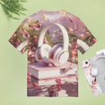 thumbnail image 4 of Butterfly Dancing Womens Tops Women's Fashion Casual Short Sleeve Flower Print Round Neck Pullover Top Blouse, 4 of 6