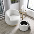 thumbnail image 2 of Swivel Barrel Chair with Storage Ottoman,Modern Round Accent Sofa Chair Leisure Arm Chair for Living Room Bedroom Office Lounge,Club Chair Swviel Barrel Chair with Gold Stainless Steel Base,Ivory, 2 of 7
