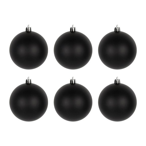 Black Christmas Ornaments Set 6 Pack Hanging Ball Baubles For Christmas Tree Decoration 3 in Diameter Plastic