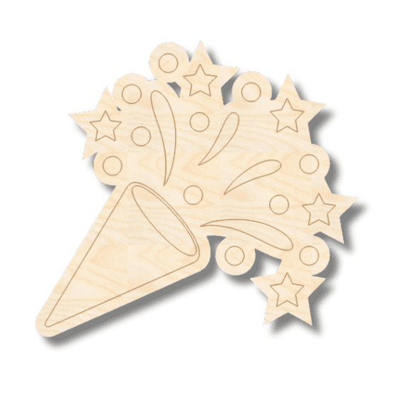 Unfinished Wood Etched Confetti Shape 4" / 1/4"