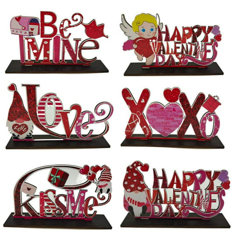 Valentine Table Decorations, Wooden Centerpiece Signs for Dining Room  Table, Wedding Anniversary Valentine's Day Party Décor Ornament, Engagement  Party Supplies Gifts 