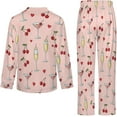 thumbnail image 5 of Top-kevin Pajama Sets for Womens Champagne Bottles Glasses Splashes Loose Button Down Long Sleeve Shirts And Pants Set, 5 of 12