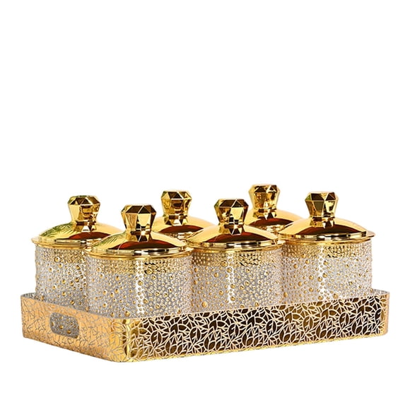 Tarro de Almacenamiento de Cocina Resistente, Multifuncional, Decorativo, , Transparente, Color Dorado, para , Postres Y Patatas Frit