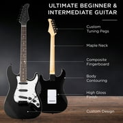 Best Choice Products 39in Full Size Beginner Electric Guitar Kit with Case, Strap, Amp, Whammy Bar - Jet Black