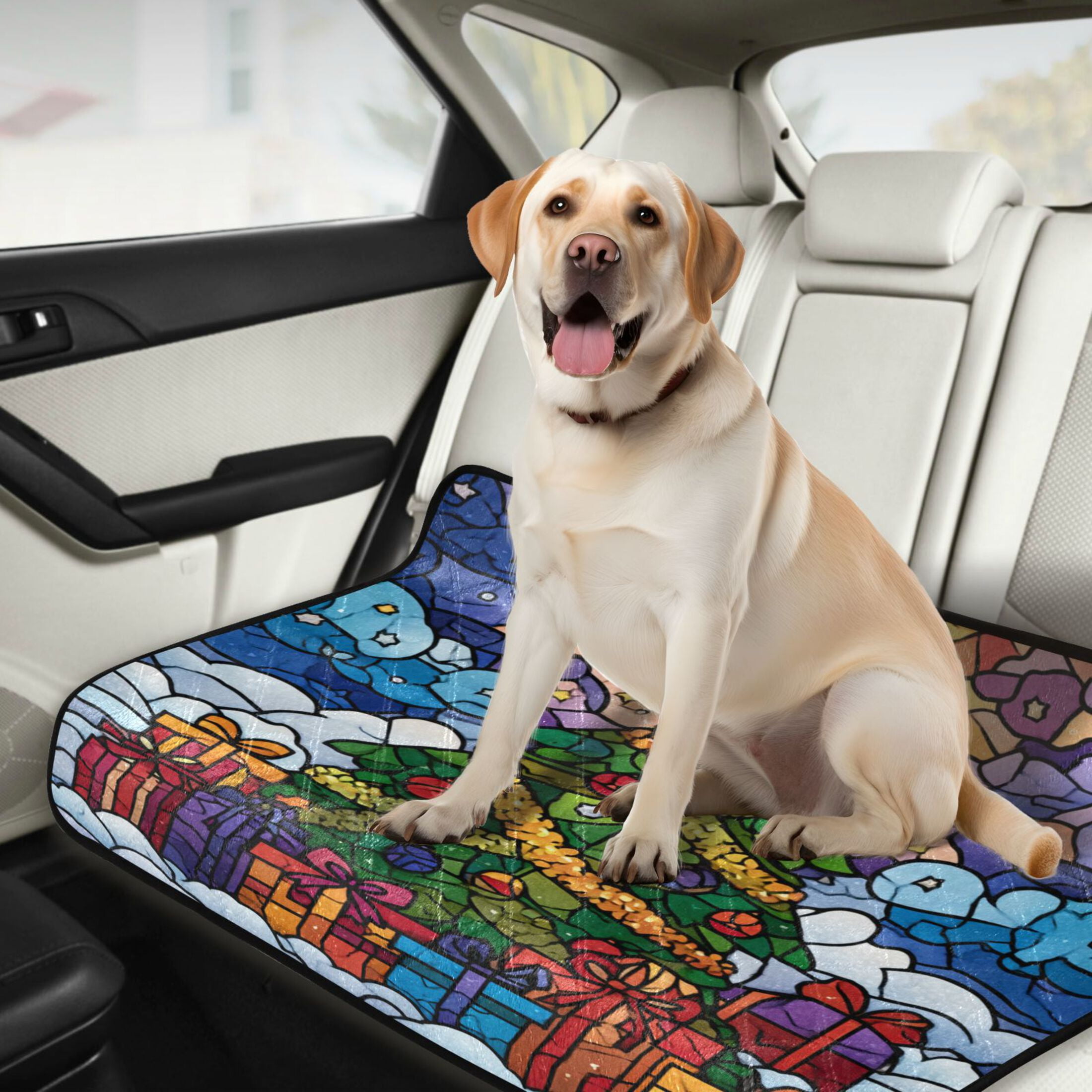 Qxltty Stained Glass Christmas Tree Cat litter Pads Pet Set of 2 Diaper Mats Center Anti-leakage Layer Absorbent Soft and Comfortable