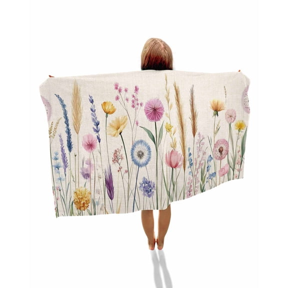Spring Floral Beach Towels Oversized Super Absorbent, Summer Botanical Wild Flower Rustic Lightweight Bath Towel Quick Dry Sets For Bathroom/Pool/Rv Camping/Beach Play/Gym Room/Picnic 23"x47"