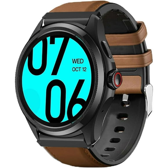 TRAHOO-Compatible with Ticwatch Pro 5 Smartwatch Bands, 24mm Leather Silicone Breathable Replacement Smartwatch Strap Wristband Compatible for Ticwatch Pro 5 Android Smartwatch