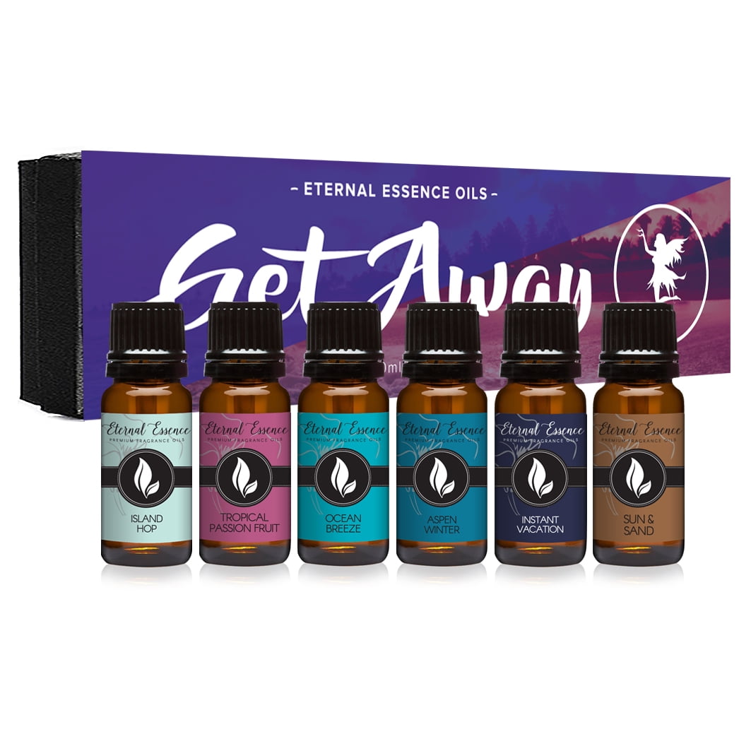 Get Away Gift Set of 6 Premium Grade Fragrance Oils - Island Hop, Ocean  Breeze, Tropical Passion