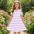 thumbnail image 6 of Ashirexll Summer Dresses for Teens, Girls Dresses Size 10-12, Girls' Short Sleeve Round Neck Dress Striped A-Line Dresses with Pockets, 6 of 7