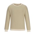 thumbnail image 4 of Men's Crew Neck Sweatshirts Waffle Round Neck Sweatshirt With Pullover Solid Color Long Sleeved Hoodless Tops, 4 of 6