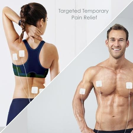Pure Enrichment PurePulse TENS Electronic Pulse Stimulator Featuring Comprehensive LCD Screen, 6 Programs, 3 Massage Settings, and 2 Channels - Includes 4 AAA Batteries + 4 Reusable Electrode Pads