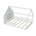 thumbnail image 3 of MAYEERTY Full Size Wood House Bed with Window and Fence, White, 3 of 17