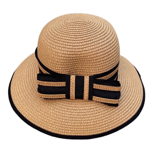 Sombrero de paja con lazo para mujer, de 56 a 58 cm de circunferencia, para verano, para playa, para salir a la playa