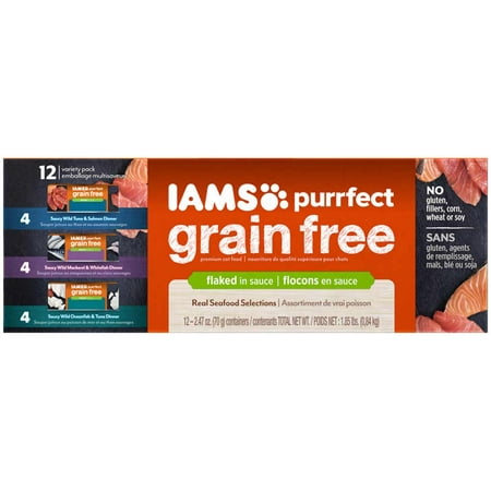 UPC 019014706754 product image for (12 Pack) Iams Purrfect Grain-Free Flaked In Sauce Real Seafood, Selections Vari | upcitemdb.com