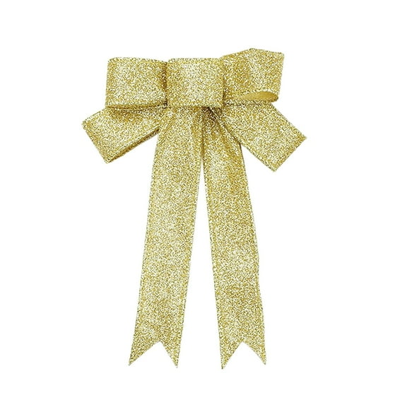 BKBP Large Christmas Wreath Bows, Christmas Gold Glitter Ribbon Bows for Wreaths Large Burlap Tree Topper Bows for Christmas Front Door Wreath Decorations Indoor Outdoor