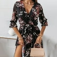 thumbnail image 3 of Baqcunre Fall Dresses For Women 2023 Women'S Summer Floral Printed Dress Casual V Neck Boho Flowy Sun Dresses Long Sleeve Dress Long Sleeve Dress For Women Womens Dresses Black Dress S, 3 of 6