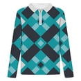 thumbnail image 4 of IROINNID On Sale Button Up Shirts for Men Turndown Half Zipper Colorful Rhombus Digital Printing Long Sleeve Blouse,Sky Blue, 4 of 5