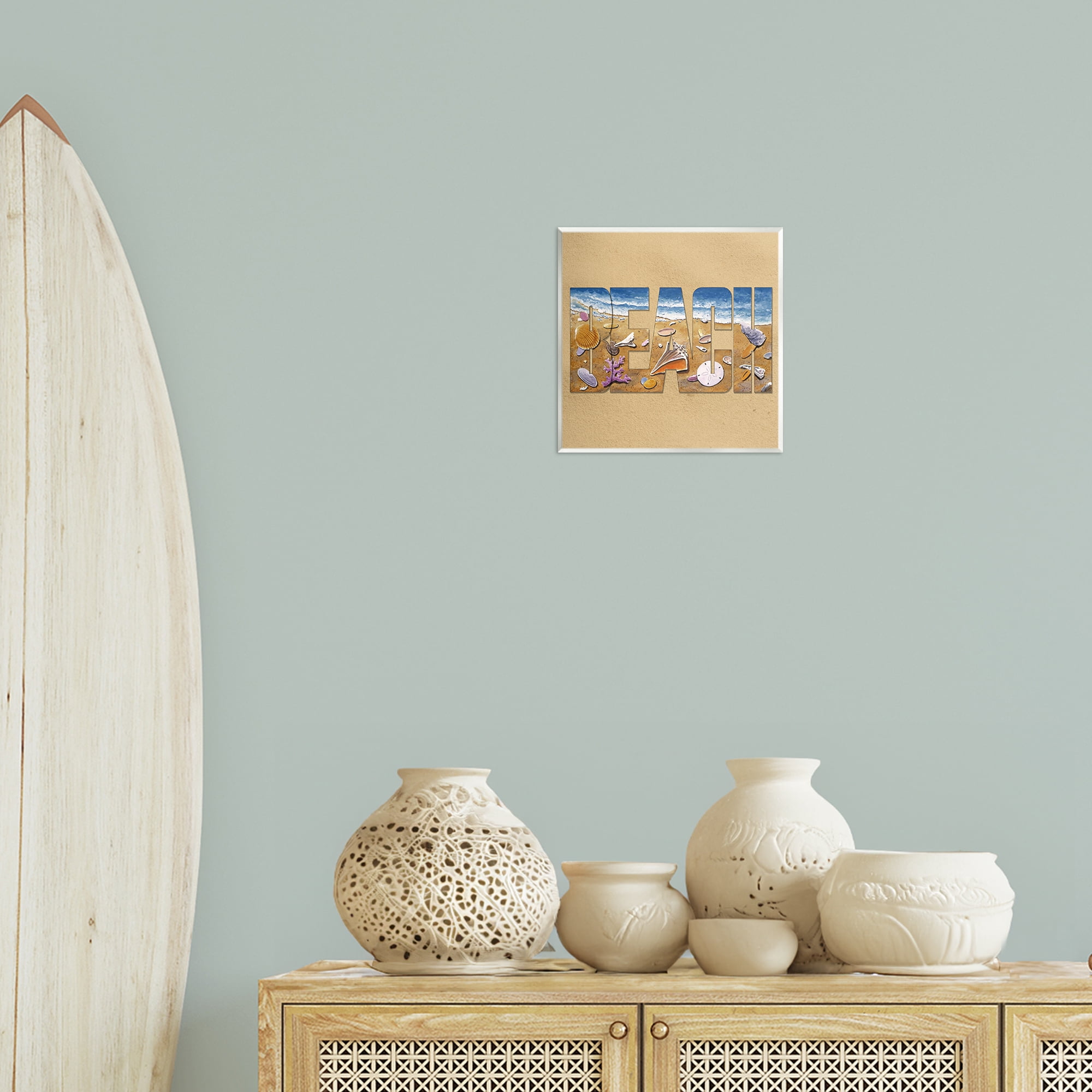 Stupell Industries Beach Letters Outline Nautical & Beach Painting Unframed Art Print Wall Art, 12 x 12