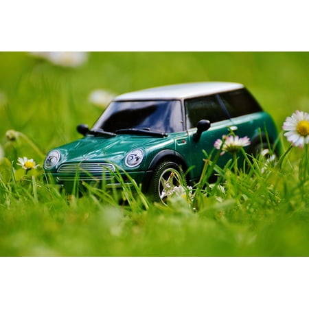 Peel N Stick Poster Of Green Vehicle Model Auto Mini Cooper Mini