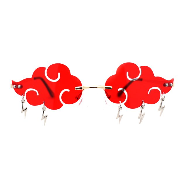 Rimless Cloud Shape Lens Lightning Bolt Tessle Runway Fashion Sunglasses Gold Red