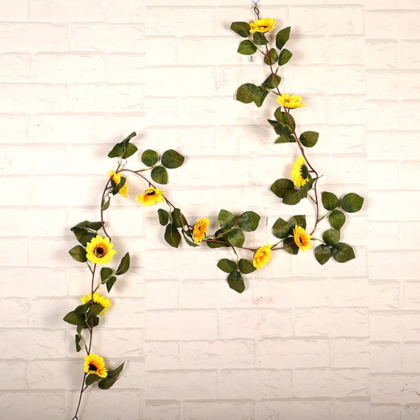 Guirnalda de Enredadera de Hoja de Arce | Decoración colgante de girasol 1.5m | Poliéster de ratán hecho a mano | Hojas artificiales coloridas | Exhibición festiva interior y exterior | Fácil