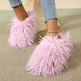thumbnail image 5 of Women's Curly Furry Slippers, Indoor Thermal Cozy Fuzzy Shoes, Warm Bedroom Floor Plush Slippers With Non-slip Sole, 5 of 8