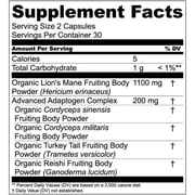 Live Conscious Lions Mane Mushroom Blend, Cordyceps Turkey Tail & Reishi Herbal Supplement, Cognitive & Gut Health, for Men and Women, 30 Servings