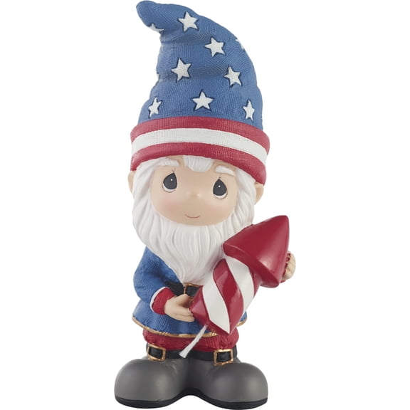 Precious Moments Patriotic Gnome Figurine | Gnome of The Free Resin Figurine | 4th of July Decor | American Flag | Hand-Painted