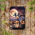 thumbnail image 2 of Spooky Halloween Night Witch Airedale Terrier Glowing Pumpkins Vertical Metal Aluminum Sign Dale Waterside Dog Lover Wall Art Home Decor - 12015, 2 of 5