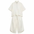 thumbnail image 2 of Cagogo Women's 2 Piece Set Casual Summer Matching Lounge Sets Loose Short Sleeve Crew Neck Tops Comfy Pants Tracksuits Loungewear Travel Airport Outfit Clothes, White XL, 2 of 9