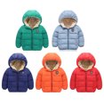 thumbnail image 2 of Children Kids Winter Warm Hooded Coats Baby Boys Girls Thick Jackets Plus Velvet Coat Toddler Solid Cotton Outerwear for 2-7T, 2 of 9