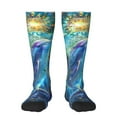 thumbnail image 2 of Lsque Colorful Winged Dolphin Printed Crew Socks Men's Women's LightWeight Thin Casual Calf Socks ,Knee High Socks,Cotton Socks, 2 of 9