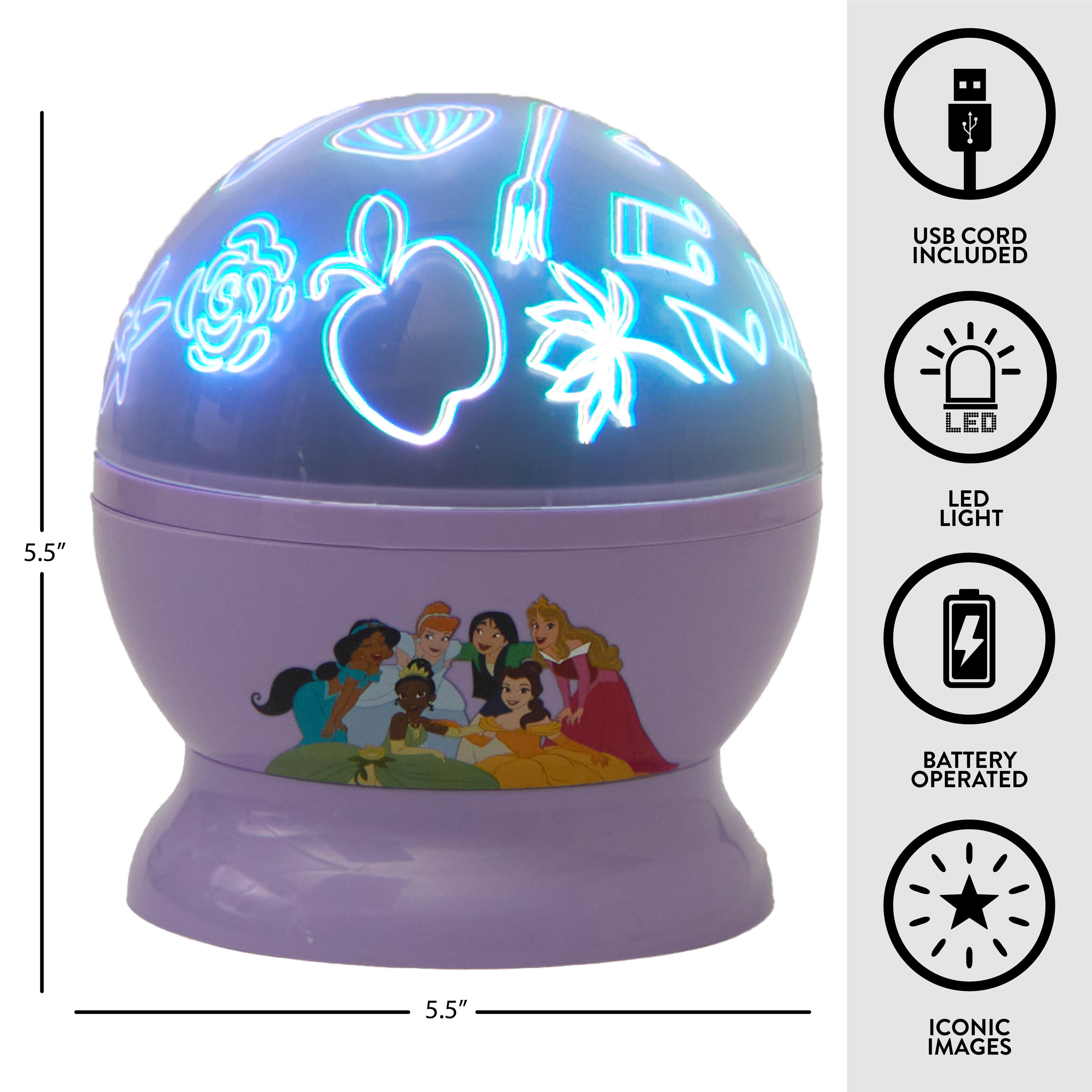 Disney Princess Rotating Projector Lamp, 5.5"