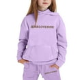 thumbnail image 4 of Little Girls Outfits Sets Casual Winter Wear Trendy Printed Hooded Sweatshirt Fall Girls Clothing Sets Purple Size 5-6T, 4 of 4