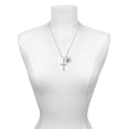 thumbnail image 3 of Delight Jewelry Stainless Steel Proverbs 31:25 - She is Clothed Engraved Cross - Silvertone Script Initial Disc - J - Charm Necklace, 20"+3", 3 of 4