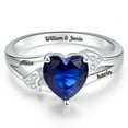 thumbnail image 2 of Sterling Silver Heart Rings Personalized Simulated Birthstones Custom Engagement Engraved Love Ring for Women, 2 of 5