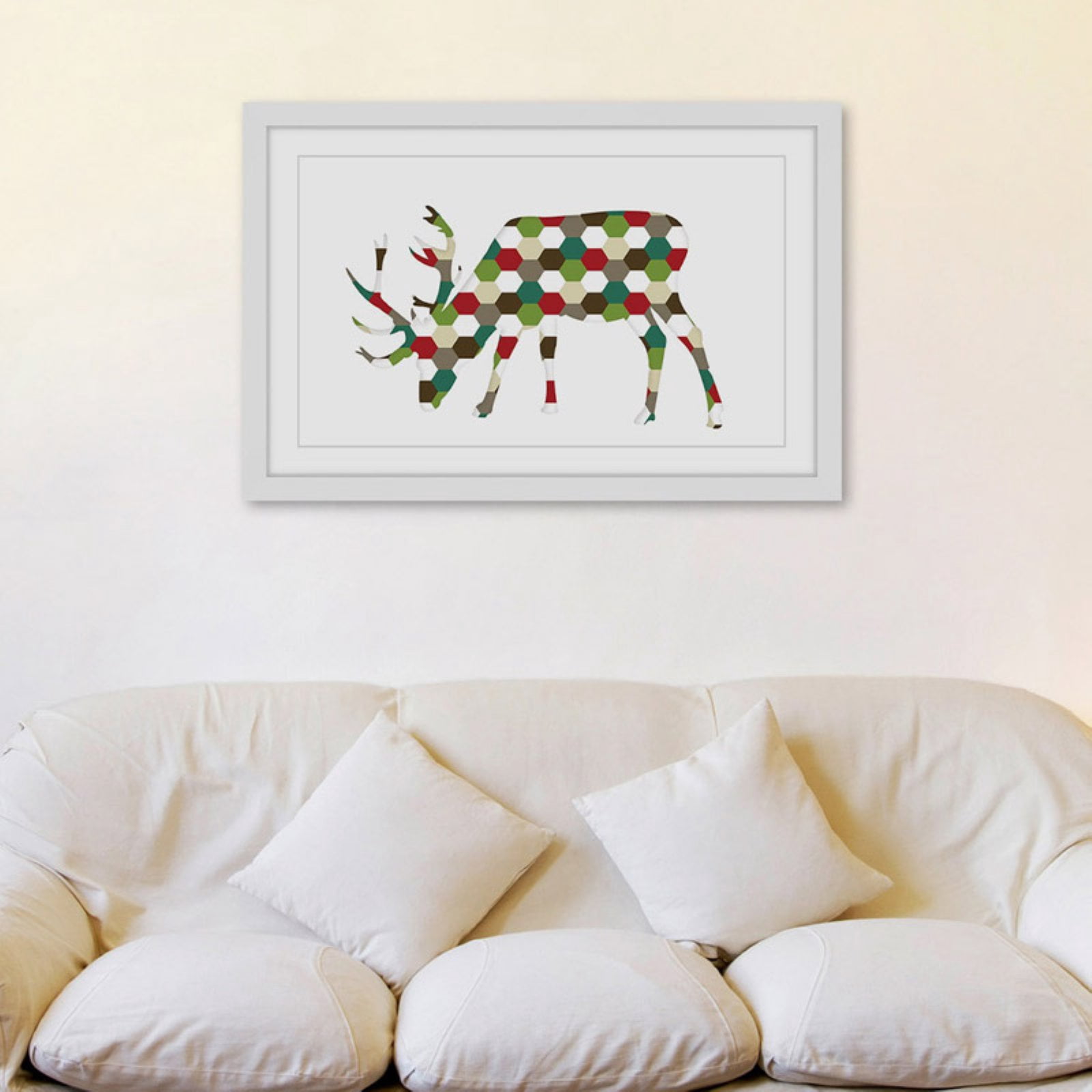 Marmont Hill Christmas Deer Framed Wall Art