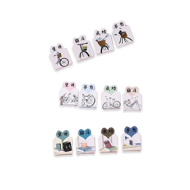 Marcapáginas de 12 piezas, accesorios de estudio, decoraciones, marcador de página, marcadores pequeños fuertemente adhesivos, herramientas de Suministros de escritura y corrección Bicicleta