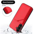 thumbnail image 5 of For Samsung Galaxy S24 Case Card Holder Kickstand Skin-Touch Phone Cover with Wrist Strap - Green, 5 of 5