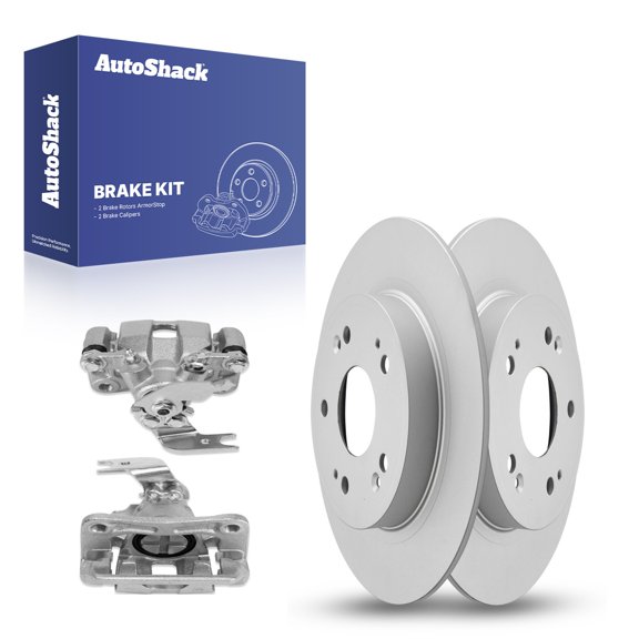 AutoShack Rear Brake Rotors Calipers | Replacement for 2013-2017 Honda Accord 2.0L 2.4L 3.5L V6 FWD | Coated | 4-PC Brake Kit | ArmorStop