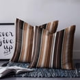 thumbnail image 2 of 18x18 Pillow Covers Set of 2, Brown Black Stripes Throw Pillow Covers Decorative Couch Cushion Case, Farmhouse Vintage Abstract Lines Microfiber Square Pillowcases for Bedroom Car Living Room, 2 of 7