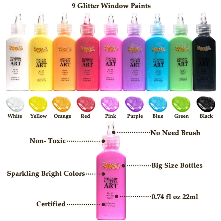 Glitter Puffy Paint Fabric Paint for Kids Crafts Decorate Tee Shirts,  Shoes, Paints Create Peel off Window Decorations Non-toxic 