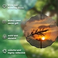 thumbnail image 5 of Vibrant Sunset Metal Wind Spinner with Concentric Lines & Leafy Branch Silhouette - Perfect for Yard & Garden Decor, 5 of 6