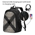 thumbnail image 3 of Travel Shoulder Computer Backpack 18 X 13.4 X 8.3in With Usb Cable And Music Jack Multi-Space Pocket Argyle Plaid Dimgray_95746_4, 3 of 7