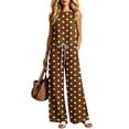 thumbnail image 5 of jobturf Womens 2 Piece Outfits Summer Polka Dots Tank Top Drawstring Wide Leg Pants with Pockets Lightweight Casual Loungewear Sets S-2XL, 5 of 6