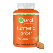 Turmeric and Ginger Gummies, .. Qunol Gummy with 500mg .. Turmeric + 50mg Ginger, .. Joint Support Supplement, Ultra .. High Absorption Tumeric and .. Ginger, Vegan, Gluten Free, .. 90ct Gummies
